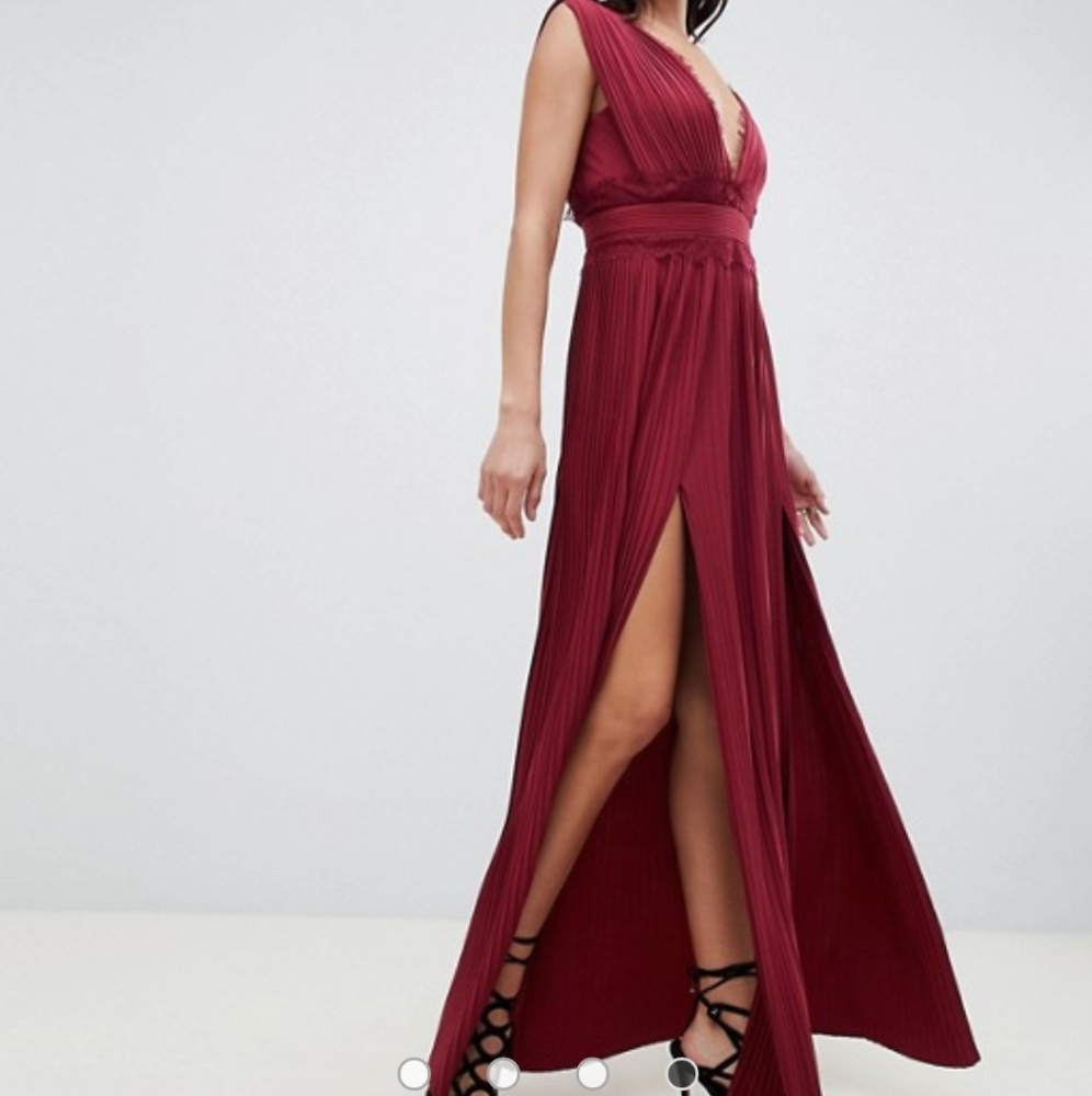 ASOS design premium lace pleated Maxi dress